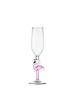 Pink Flamingo Champagne Glass