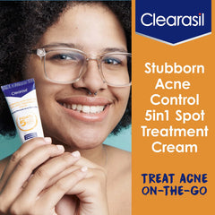 Clearasil Stubborn Acne Control 5in1 Spot Treatment Cream, Maximum Strenght with 10% Benzoyl Peroxide, Acne Medication, 1 oz 1 Ounce (Pack of 1)