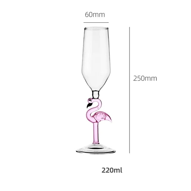 Pink Flamingo Champagne Glass