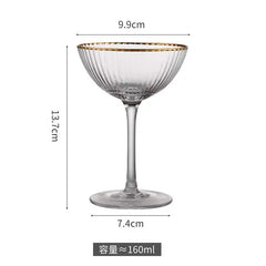 Cocktail Glass Goblet with Gold Rim Crystal Glass Cup