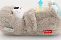 Fisher-Price Sound Machine Soothe 'n Snuggle Otter Portable Plush Baby Toy with Sensory Details Music Lights & Rhythmic Breathing Motion