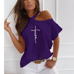 Faith Cross Christian Print Women's Casual T-Shirt