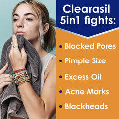 Clearasil Stubborn Acne Control 5in1 Spot Treatment Cream, Maximum Strenght with 10% Benzoyl Peroxide, Acne Medication, 1 oz 1 Ounce (Pack of 1)