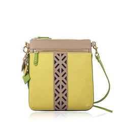 Lily Leather Cross Body- Tan/Canary Yellow