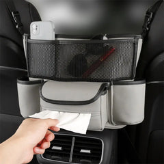 Leather Front Seat Middle Storage Bag and Tissue Organizer