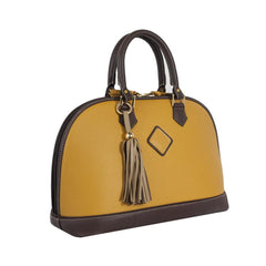 Antonia Leather Handbag- Goldenrod/Chocolate